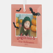 Baby's eerste zwarte vleermuis foto glas ornament (Voorkant links)