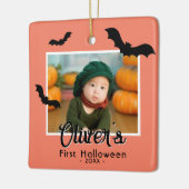 Baby's eerste zwarte vleermuis foto keramisch ornament (Links)