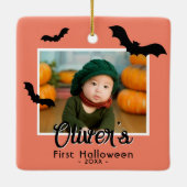 Baby's eerste zwarte vleermuis foto keramisch ornament (Achterkant)