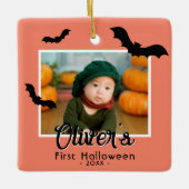 Baby's eerste zwarte vleermuis foto keramisch ornament (Voorkant)