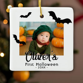 Baby's eerste zwarte vleermuis foto keramisch ornament