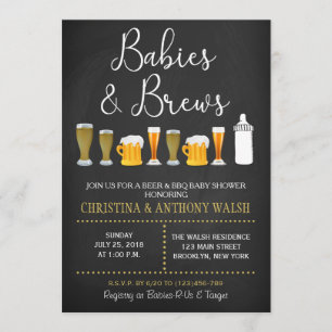 Baby's en Brews Baby shower Chalk BBQ Uitnodiging