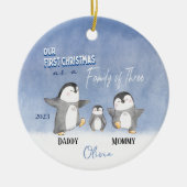 Baby's Family of Three Eerste Kerstmis Ornament (Voorkant)