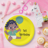 Baby's First Birthday (Afrikaans-Amerikaans) Papieren Bordje (Feest)