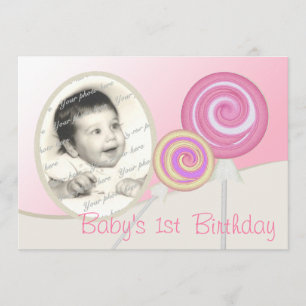 Baby's First Birthday Lollipop Kaart