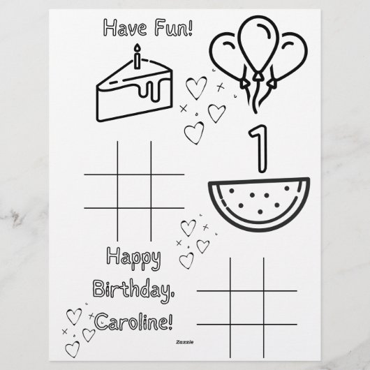 Baby's First Birthday Party Coloring Pages Briefhoofd (Achterkant)