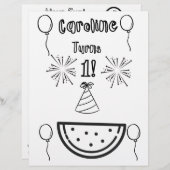 Baby's First Birthday Party Coloring Pages Briefhoofd (Voorkant / Achterkant)