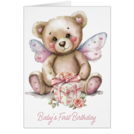 Babys First Birthday Teddy Bear Birthday Kaart