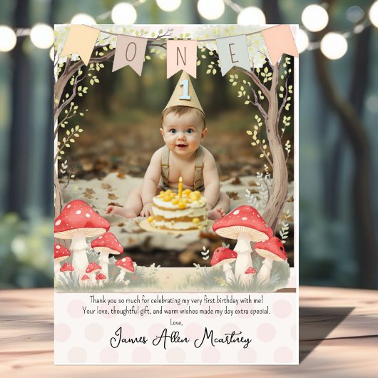 Baby's First Birthday Thank You Card Bedankkaart