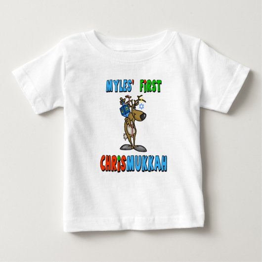 Baby's First Chrismukkah Custom Name T-Shirt (Voorkant)