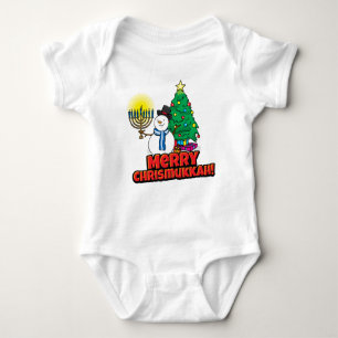 Baby's First Chrismukkah Snowman Holding Menorah Romper