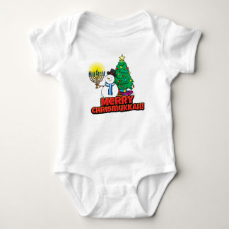 Baby's First Chrismukkah Snowman Holding Menorah Romper