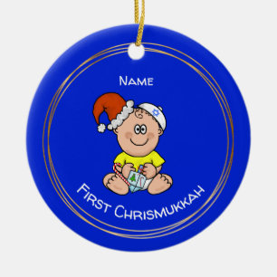 Baby's First Chrismukkah voegt de naam van het kin Keramisch Ornament