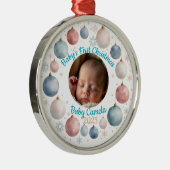 Baby's First Christmas 2025 Personalized Photo  Metalen Ornament (Rechts)