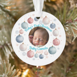 Baby's First Christmas 2025 Personalized Photo Ornament