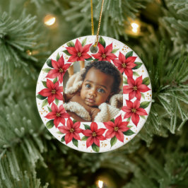Baby's First Christmas 2025 Poinsettia Wreath Keramisch Ornament