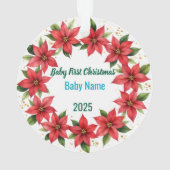 Baby's First Christmas 2025 Poinsettia Wreath Ornament (achterkant)