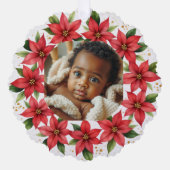 Baby's First Christmas 2025 Poinsettia Wreath  Ornament Kaart (Voorkant)
