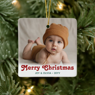 Baby's First Christmas 2 Photo Birth Stats Ceramic Keramisch Ornament