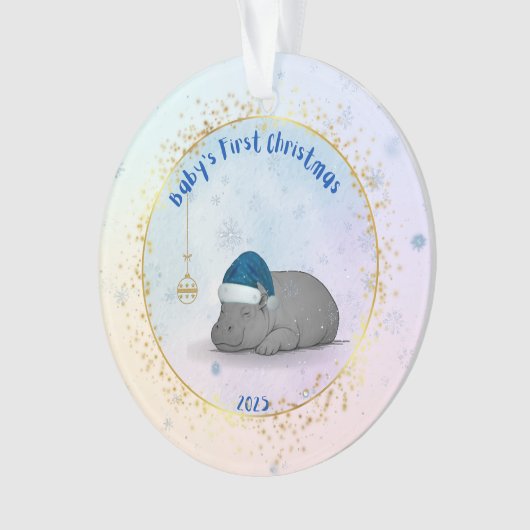 Baby's First Christmas - Acrylic Hippo Ornament (voorkant)