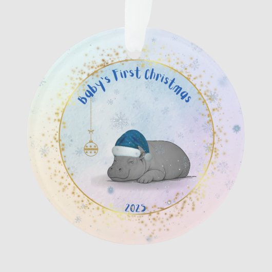 Baby's First Christmas - Acrylic Hippo Ornament (voorkant)