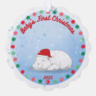 -Baby's First Christmas -Baby Hippo Paper Ornament Kaart