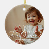 Baby's First Christmas Baby Photo Name Keramisch Ornament (Voorkant)