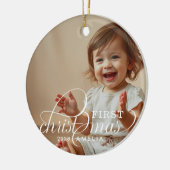 Baby's First Christmas Baby Photo Name Keramisch Ornament (Links)