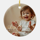 Baby's First Christmas Baby Photo Name Keramisch Ornament (Achterkant)