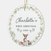 Baby's First Christmas beroemd gemaakt door Rustic Keramisch Ornament (Links)