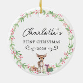Baby's First Christmas beroemd gemaakt door Rustic Keramisch Ornament (Achterkant)