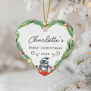 Baby's First Christmas beroemd gemaakt door Rustic Keramisch Ornament