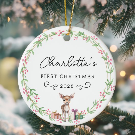 Baby's First Christmas beroemd gemaakt door Rustic Keramisch Ornament