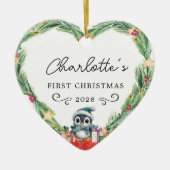 Baby's First Christmas beroemd gemaakt door Rustic Keramisch Ornament (Voorkant)