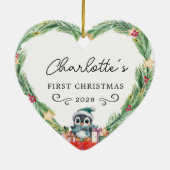 Baby's First Christmas beroemd gemaakt door Rustic Keramisch Ornament (Achterkant)