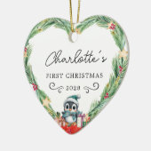 Baby's First Christmas beroemd gemaakt door Rustic Keramisch Ornament (Links)