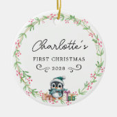 Baby's First Christmas beroemd gemaakt door Rustic Keramisch Ornament (Voorkant)