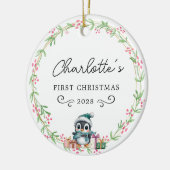 Baby's First Christmas beroemd gemaakt door Rustic Keramisch Ornament (Links)