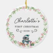 Baby's First Christmas beroemd gemaakt door Rustic Keramisch Ornament (Achterkant)