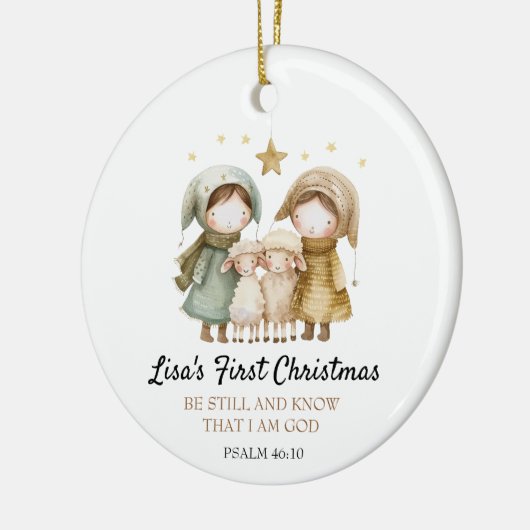 Baby's First Christmas Bible Verse Lamb Shepherd Keramisch Ornament (Links)