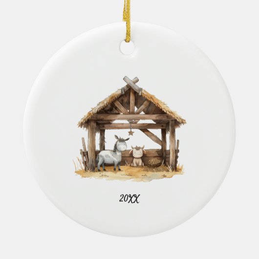 Baby's First Christmas Bible Verse Lamb Shepherd Keramisch Ornament (Achterkant)