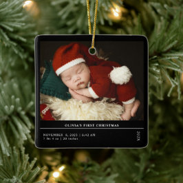 Babys First Christmas  Birth Stats Announcement Keramisch Ornament