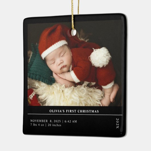 Babys First Christmas  Birth Stats Announcement Keramisch Ornament (Links)