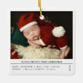Babys First Christmas  Birth Stats Announcement Keramisch Ornament (Voorkant)