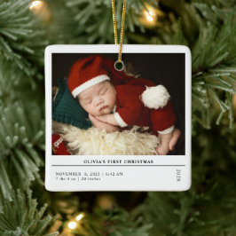 Babys First Christmas  Birth Stats Announcement Keramisch Ornament