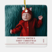 Babys First Christmas Birth Stats Announcement Keramisch Ornament (Voorkant)