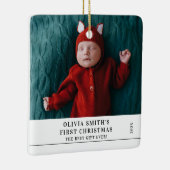 Babys First Christmas  Birth Stats Announcement  Keramisch Ornament (Rechts)