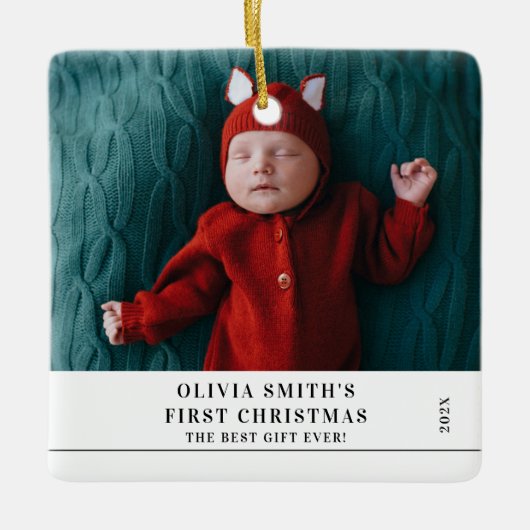 Babys First Christmas  Birth Stats Announcement  Keramisch Ornament (Voorkant)