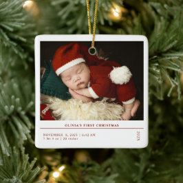 Babys First Christmas  Birth Stats Announcement Keramisch Ornament