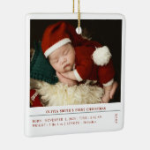 Babys First Christmas  Birth Stats Announcement Keramisch Ornament (Rechts)